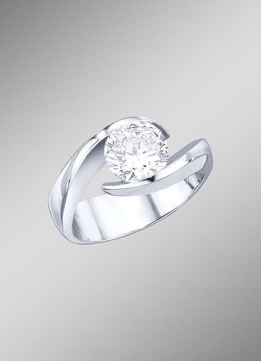 Dames edelstenen sieraden - Solitair-ring met briljant in verschillende uitvoeringen, in Größe 160 bis 220, in Farbe