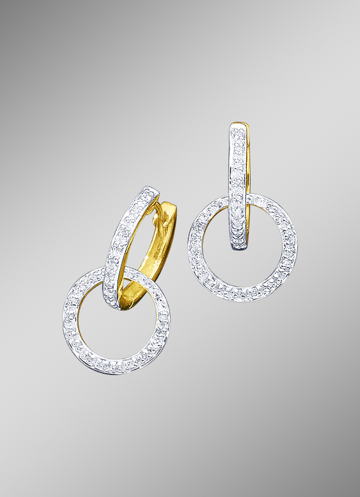 Oorbellen - Buitengewone creoolse klapoorbellen met diamanten, in Farbe