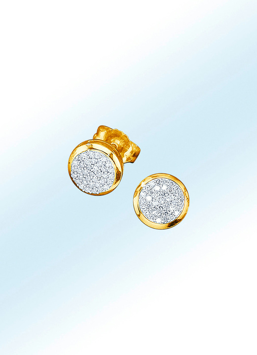 Oorbellen - Oorbellen met 74 diamanten, in Farbe