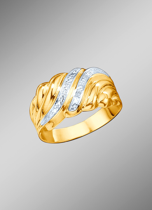 Ringen - Damesring, tweekleurig, met diamant, in Größe 160 bis 220, in Farbe  Ansicht 1