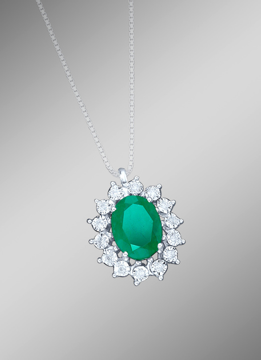 Hangers - Kettinghanger met echte smaragd en diamanten, in Farbe