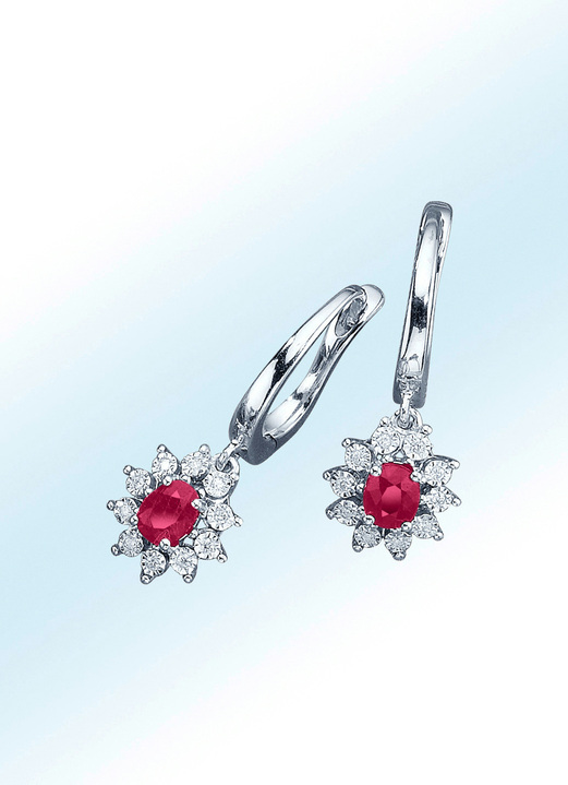 Oorbellen Met Echte Robijn En Diamanten Dames Edelstenen Sieraden Bader