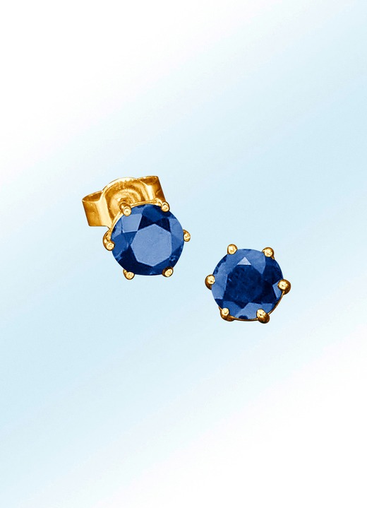 Oorbellen - Oorbellen met echte blauwe saffieren, in Farbe