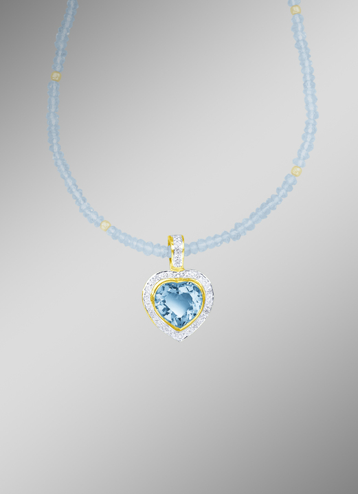 Hangers - Kettinghanger met blauwe topaas en diamanten, in Farbe