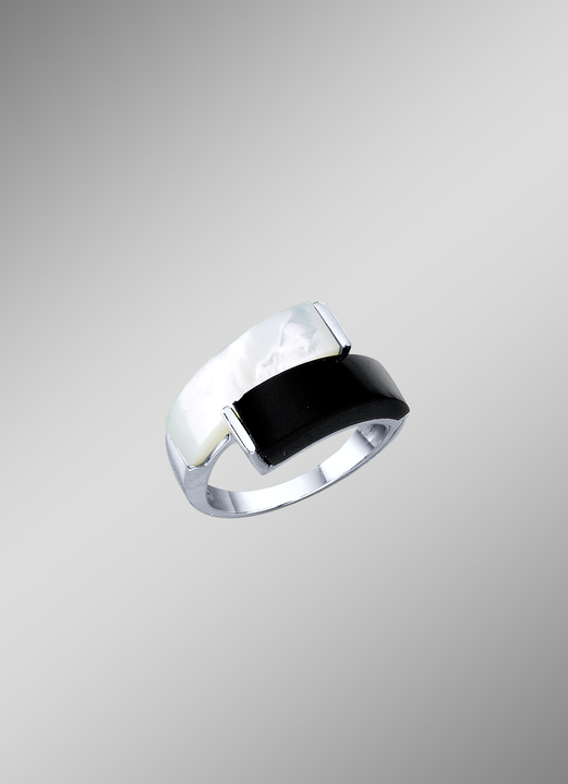 Ringen - Damesring met echte onyx en echt parelmoer, in Größe 160 bis 220, in Farbe  Ansicht 1
