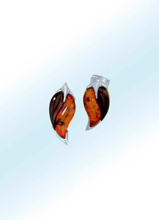 Oorbellen - Oorbellen met echte cognac- en granaatkleurige barnstenen, in Farbe