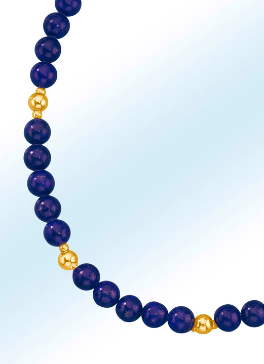 Halskettingen - Ketting of armband met echte lapis lazuli kralen, in Farbe , in Ausführung Armband, lengte 19 cm