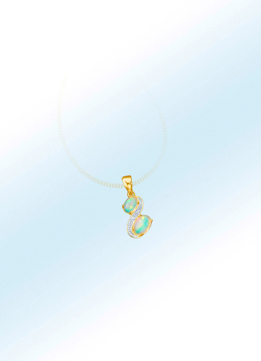Hangers - Kettinghanger met opaal en diamanten, in Farbe