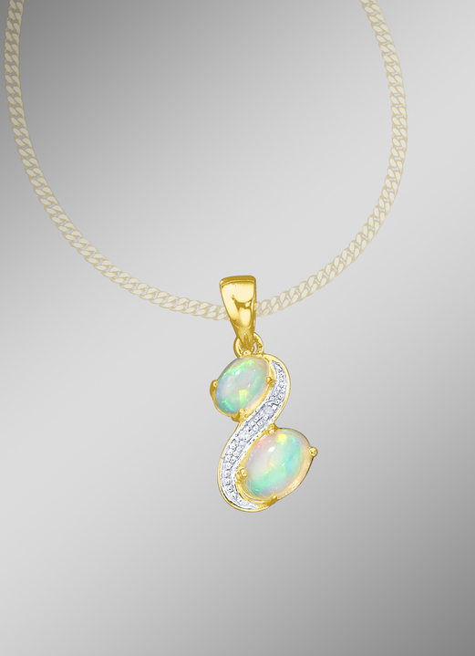 Anhänger - Anhänger mit Opal und Diamanten, in Farbe  Ansicht 1