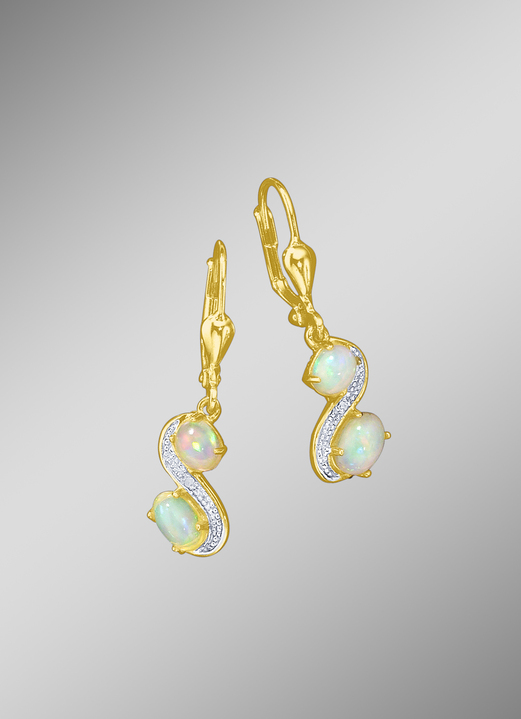 Oorbellen - Oorbellen met opaal en diamanten, in Farbe  Ansicht 1