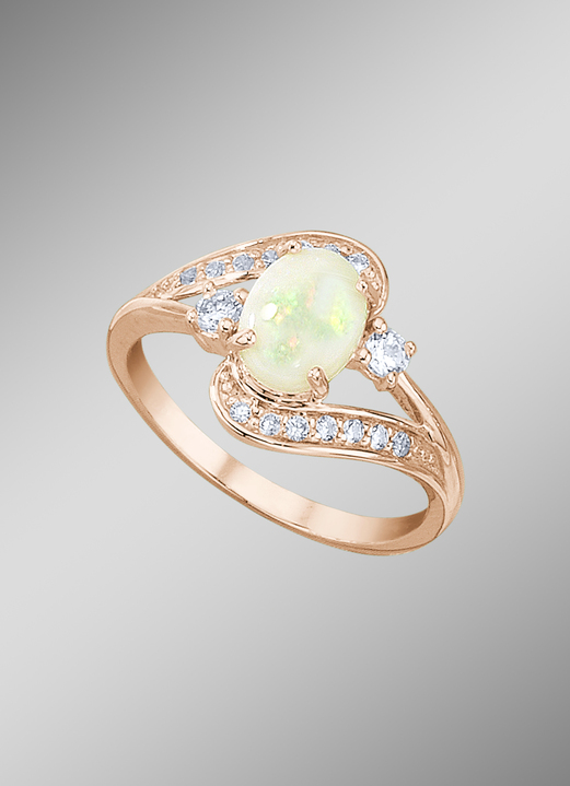 Ringen - Damesring met echt opaal en synth. zirkonia, in Größe 160 bis 220, in Farbe  Ansicht 1