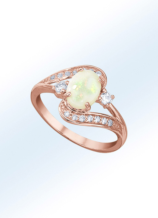Ringen - Damesring met echt opaal en synth. zirkonia, in Größe 160 bis 220, in Farbe