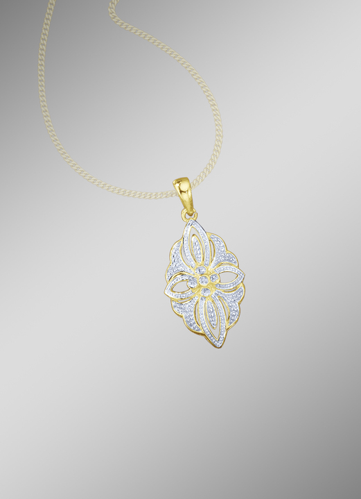 Hangers - Kettinghanger met diamanten in bloemenmotief, in Farbe  Ansicht 1
