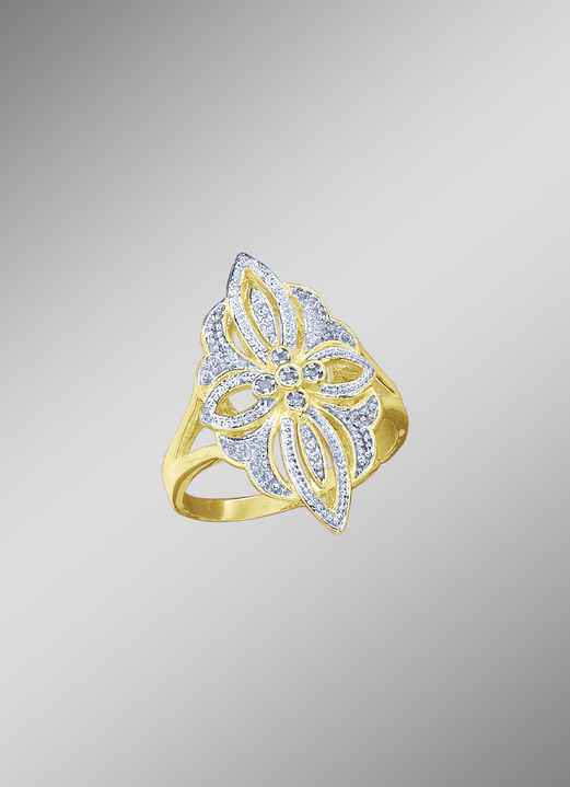 Ringen - Gebloemde damesring met 4 diamanten, in Größe 160 bis 220, in Farbe  Ansicht 1