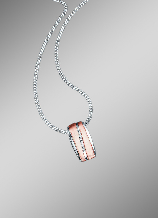 - Kettinghanger met synth. zirkonia en pantserketting, in Farbe