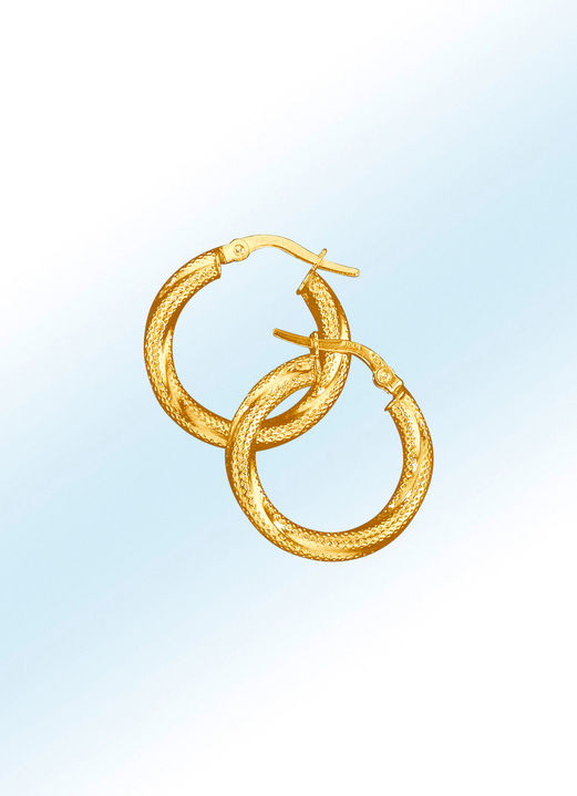 Oorbellen - Mooie creoolse oorbellen met decoratieve briljantstructuur, in Farbe