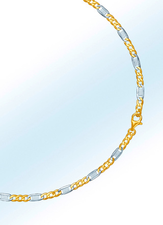 Massieve pantserketting met schakels met verbindingsstukjes, tweekleurig, verschillende lengtes