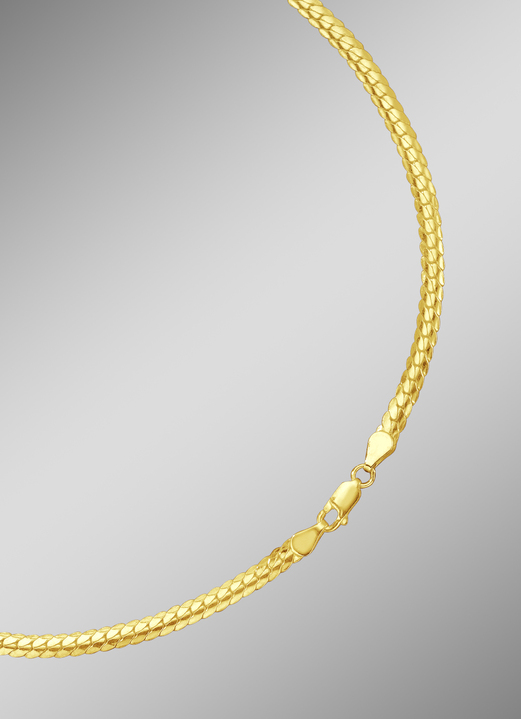 Halskettingen - Smalle en platte gouden schakelketting of armband, in Farbe , in Ausführung Halsketting, 42 cm Ansicht 1