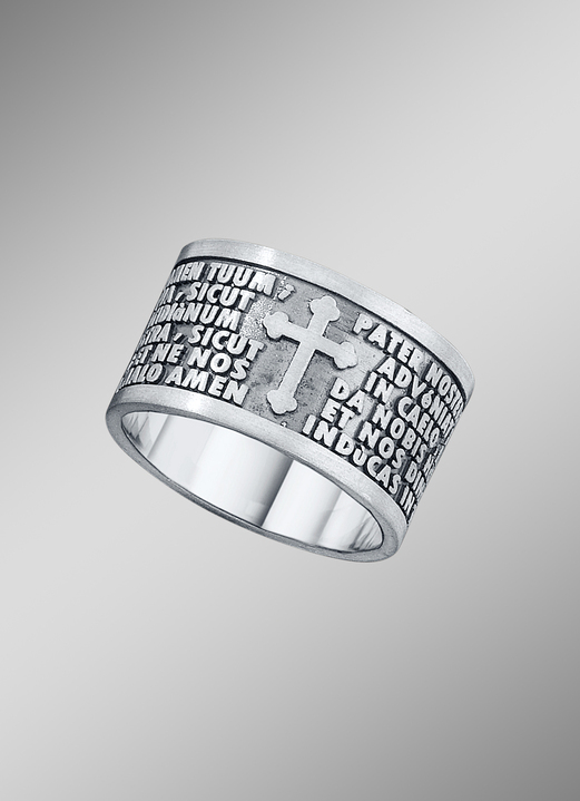 Ringen - Zware partnerring met het 'Onze Vader' in Latijn, in Größe 160 bis 240, in Farbe