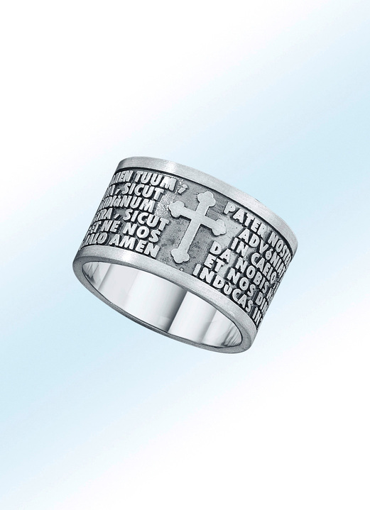 Ringen - Zware partnerring met het 'Onze Vader' in Latijn, in Größe 160 bis 240, in Farbe