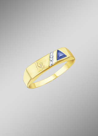 Damesring met diamant en saffier