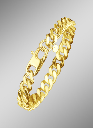 Volledig massieve pantserketting-armband, messing, verguld