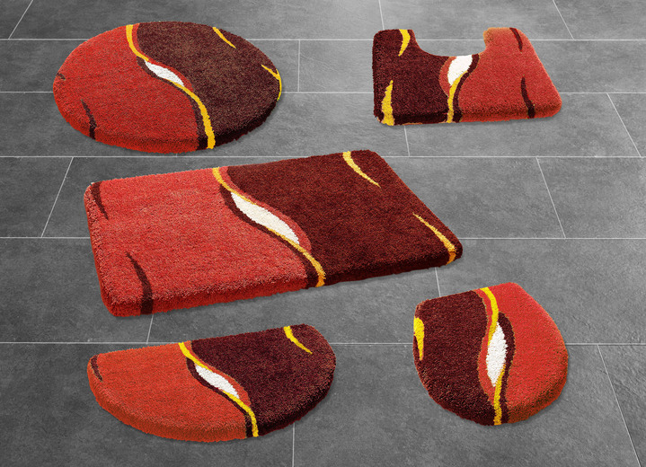 - Beddengoedset in extra zachte kwaliteit, in Größe 100 (Matje, halfrond 50/80 cm) bis 112 (Motief-toiletdekselafdekking met touwtje, 47/ 50 cm), in Farbe TERRA Ansicht 1