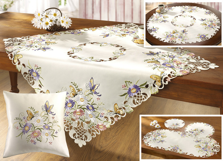 Decoratiekussens & slopen - Tafel- en kamerdecoratie met bloemen en vlinders, in Größe 101 (Loper, 30/45 cm) bis 404 (Kussensloop, 40/40 cm), in Farbe  Ansicht 1