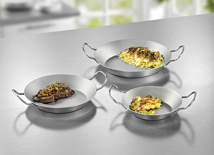 - IJzeren pannen-set, 3-delig, in Farbe ZILVER