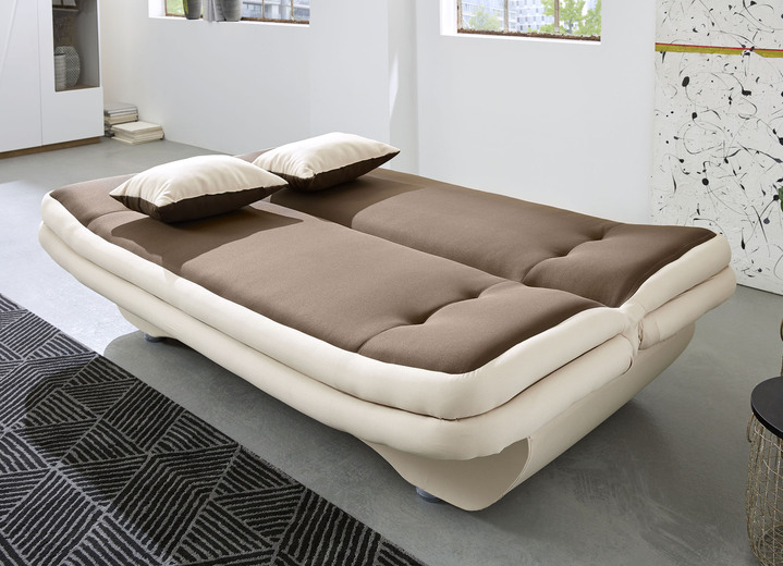 Slaap sofa`s - Converteerbare bank met bedkast, in Farbe CRÈME-BRUIN Ansicht 1