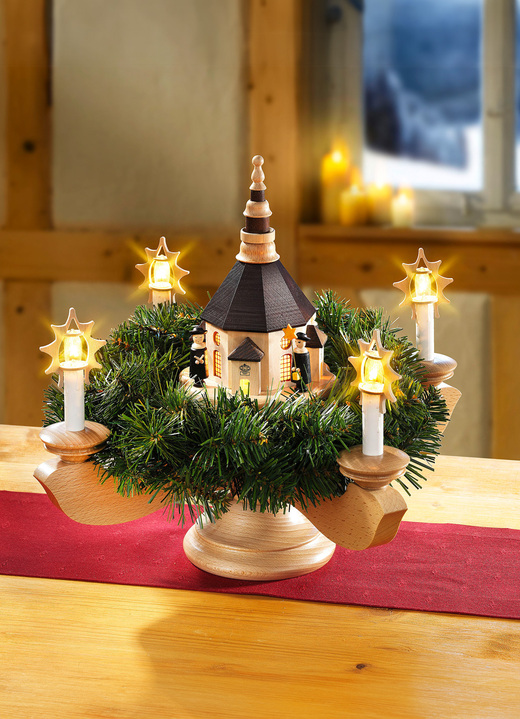 Kerstmis - Adventskandelaar van hout, in Farbe NATUREL