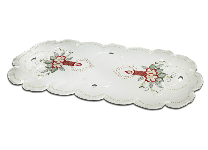 Tafellakens - Kerstachtige tafel- en kamerdecoratie, in Größe 130 (Servetten, 30/45 cm) bis 404 (Kussensloop, 40/40 cm), in Farbe WIT Ansicht 1