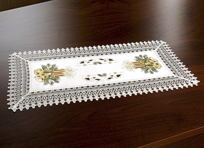 - Uitgebreid vervaardigde tafel- en kamerdecoratie, in Größe 101 (Kleedje, 35 x 50 cm) bis 404 (Kussensloop, 40 x 40 cm), in Farbe SEKT