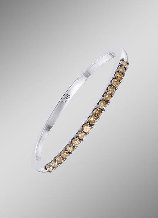 Ringen - Verfijnde damesring met bruine diamanten, in Größe 160 bis 220, in Farbe