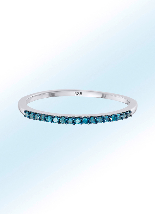 Ringen - Verfijnde damesring met blauwe diamanten, in Größe 160 bis 220, in Farbe