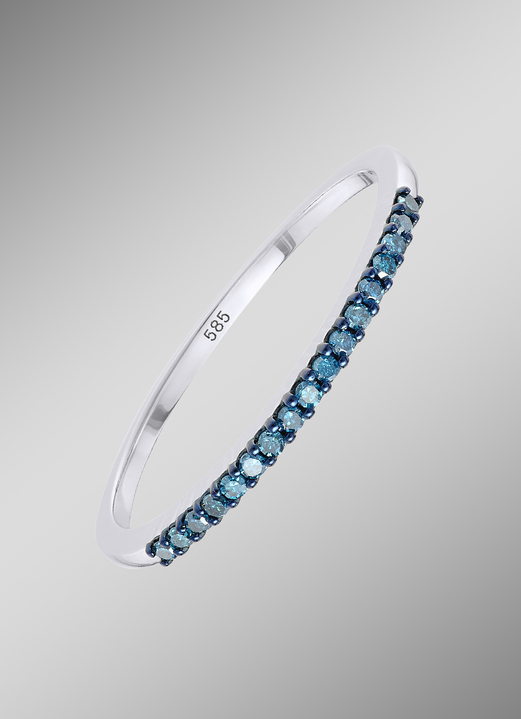 Ringen - Verfijnde damesring met blauwe diamanten, in Größe 160 bis 220, in Farbe