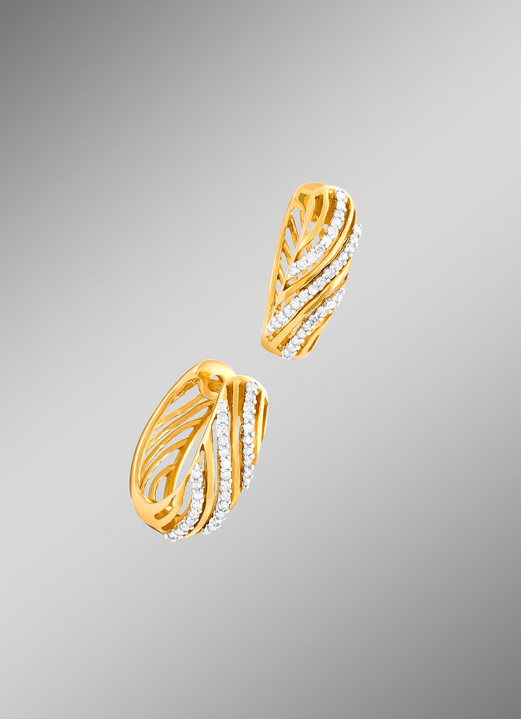 Oorbellen - Schitterend mooie creoolse oorbellen met diamanten, in Farbe  Ansicht 1