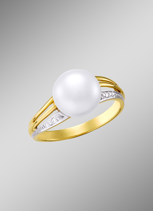 Ringen - Betoverende damesring met diamanten en zoetwaterparel, in Größe 160 bis 220, in Farbe  Ansicht 1