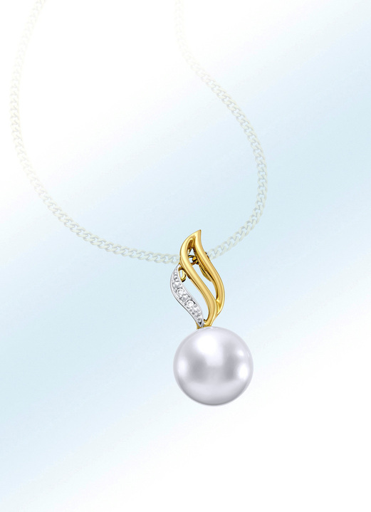 Hangers - Kettinghanger met zoetwaterparels en diamanten, in Farbe