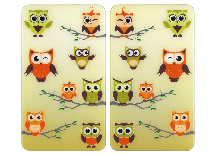 Keukenhulpjes - 'WENKO' afdekplaten voor het fornuis uilen, set van 2, in Farbe OWLS