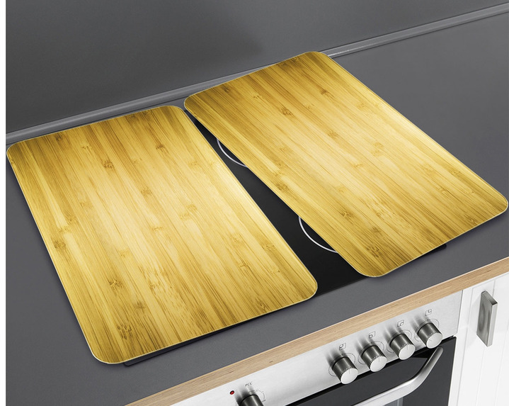 Keukenhulpjes - 'WENKO' afdekplaten voor het fornuis in hout-look, set van 2, in Farbe HOUT OPTIEKEN Ansicht 1