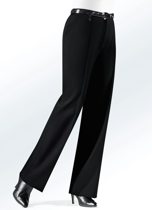 Broeken - Broek met decoratieve tags in 6 kleuren Broeken - Broek met decoratieve tags in 6 kleuren, in Größe 019 bis 100, in Farbe ZWART