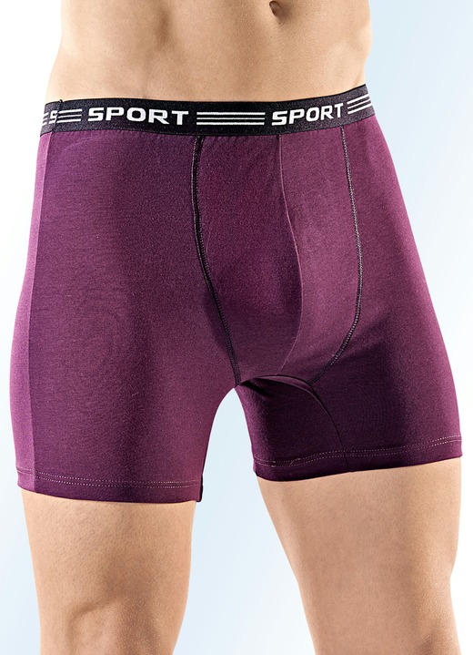 Pants & boxershorts - Set van vier boxershorts van fijne jersey, effen bont, in Größe 004 bis 010, in Farbe 2X BORDEAUX, 2X ZWART