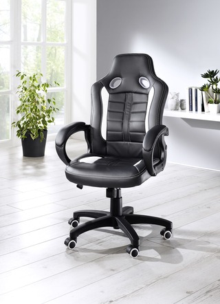 Directiestoel met gaatjesapplicatie in race look