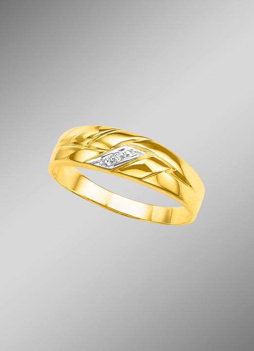 Ringen - Tweekleurige damesring in hoogglans, met diamant, in Größe 160 bis 220, in Farbe