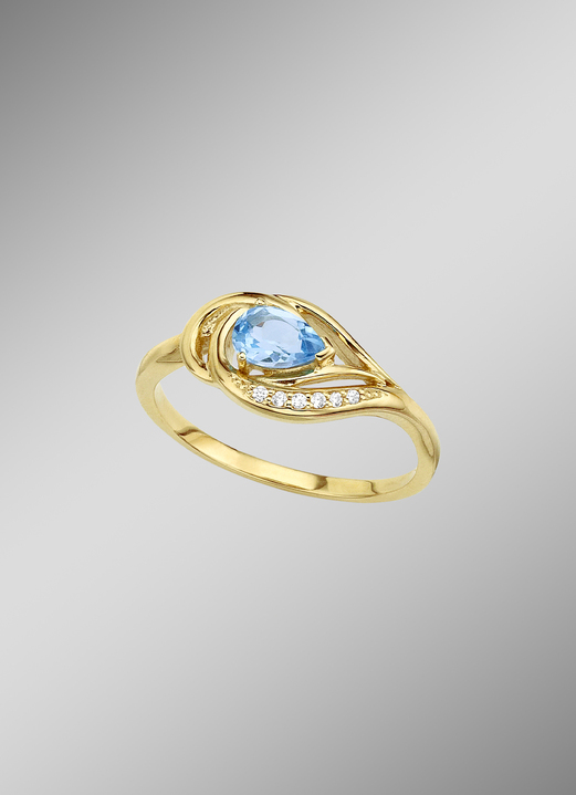 Ringen - Damesring met echte blauwe topaas, in Größe 160 bis 220, in Farbe
