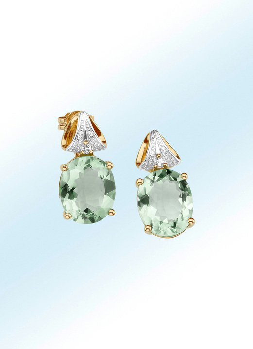 Oorbellen - Oorbellen met echte groene amethist, in Farbe