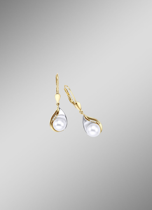 - Oorbellen met parels en diamanten, in Farbe  Ansicht 1