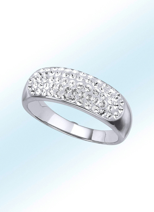 Ringen - Damesring met witte Swarovski-kristallen, in Größe 160 bis 220, in Farbe