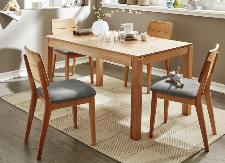 Stoelen & zitbanken - Hoekbankgroep met bekledingsmateriaal in nubuck-look, in Farbe HART-BEUKENGRIJS, in Ausführung Eetkamerhoek, 6-delig Ansicht 1